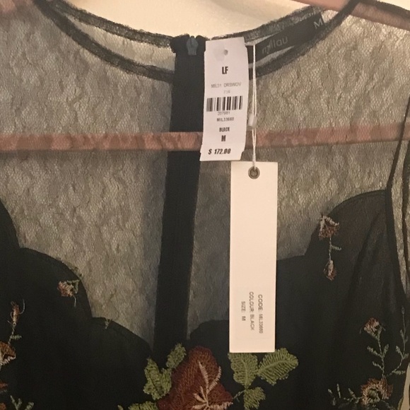 Black LF dress, lacy with flowers - Picture 2 of 2